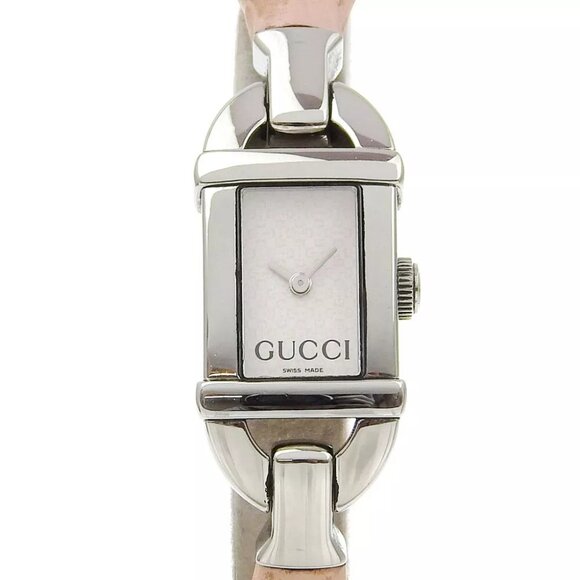 GUCCI Bamboo Watches 6800L pink WhiteDial Stainless Steel/rubber Quartz An... - Picture 1 of 7